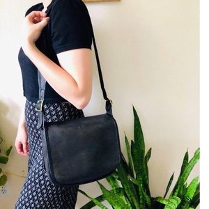 Vintage Black Leather Coach Bag
